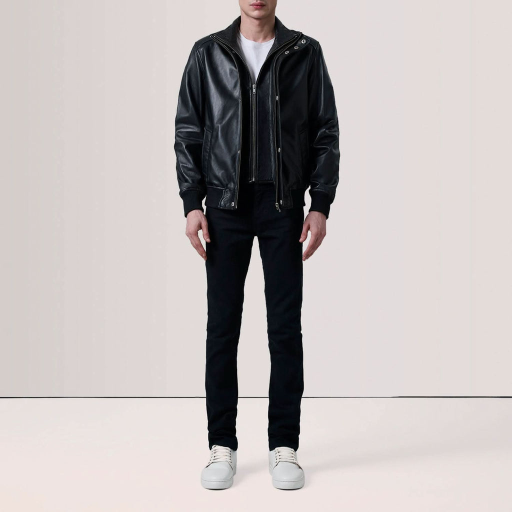 Lester Black Leather Bomber Jacket