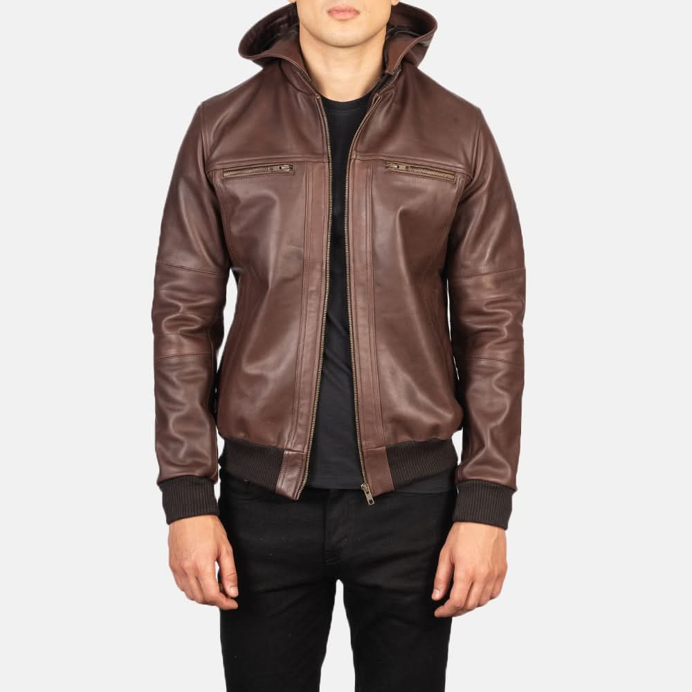 [LC] Bouncer Biz Brown Leather Bomber Jacket