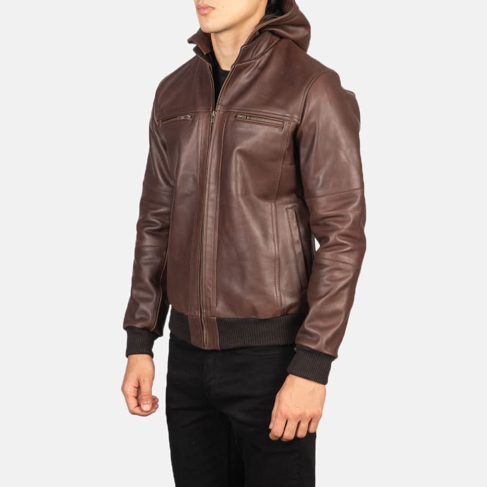 [LC] Bouncer Biz Brown Leather Bomber Jacket