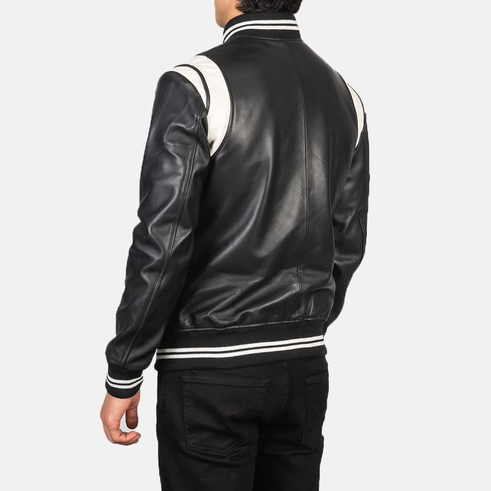 [LC] Dantee Black Leather Varsity Jacket