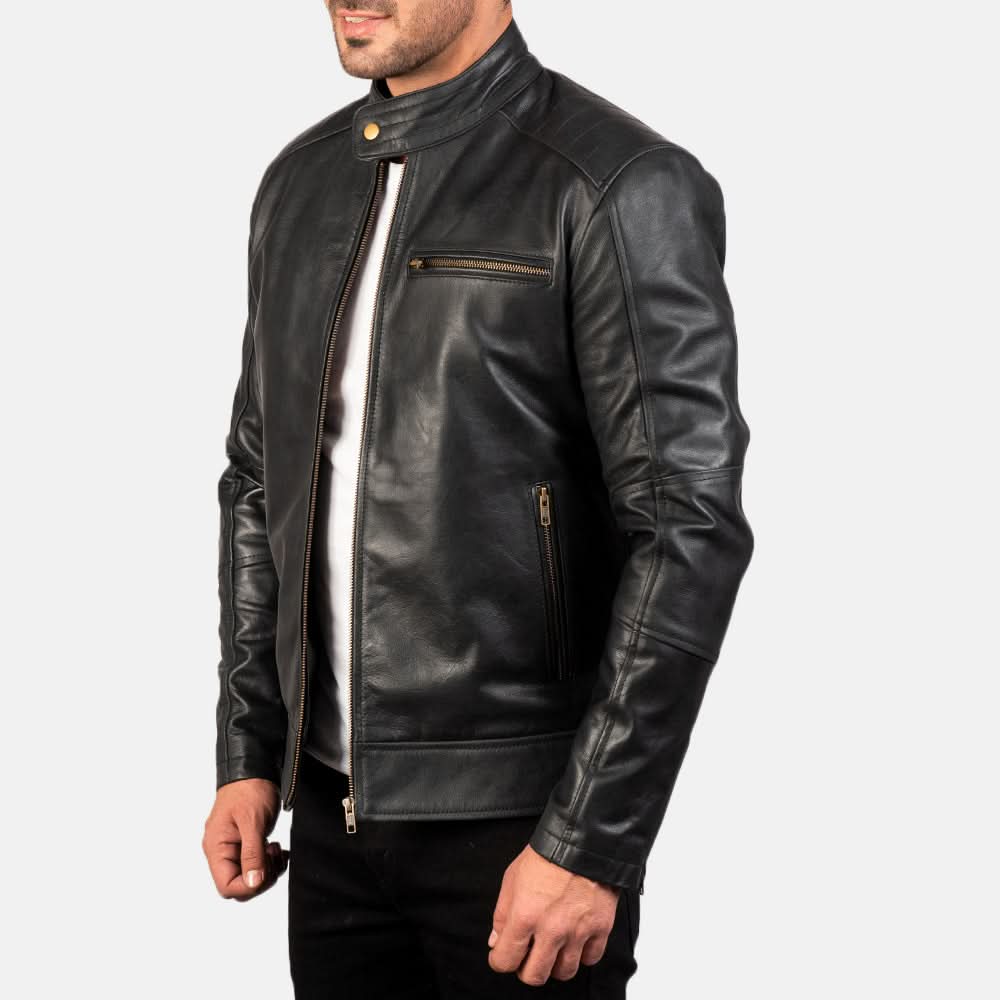 [LC] Dean Black Leather Biker Jacket