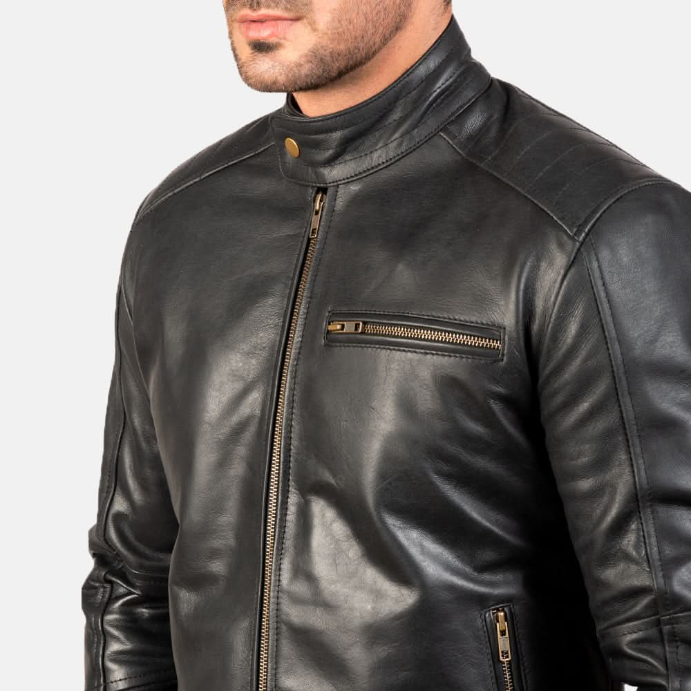 [LC] Dean Black Leather Biker Jacket