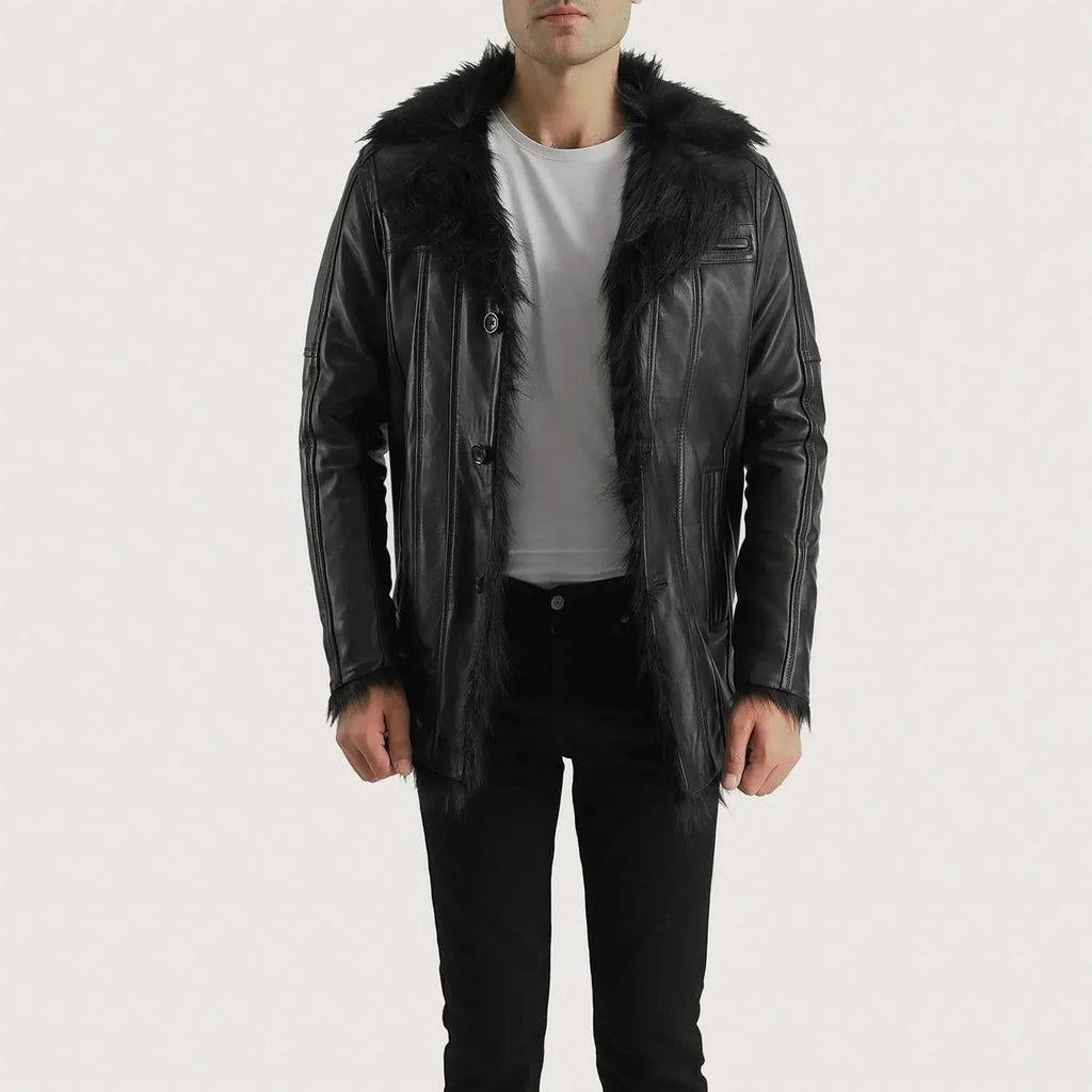 [LC] Furcliff Black Leather Coat