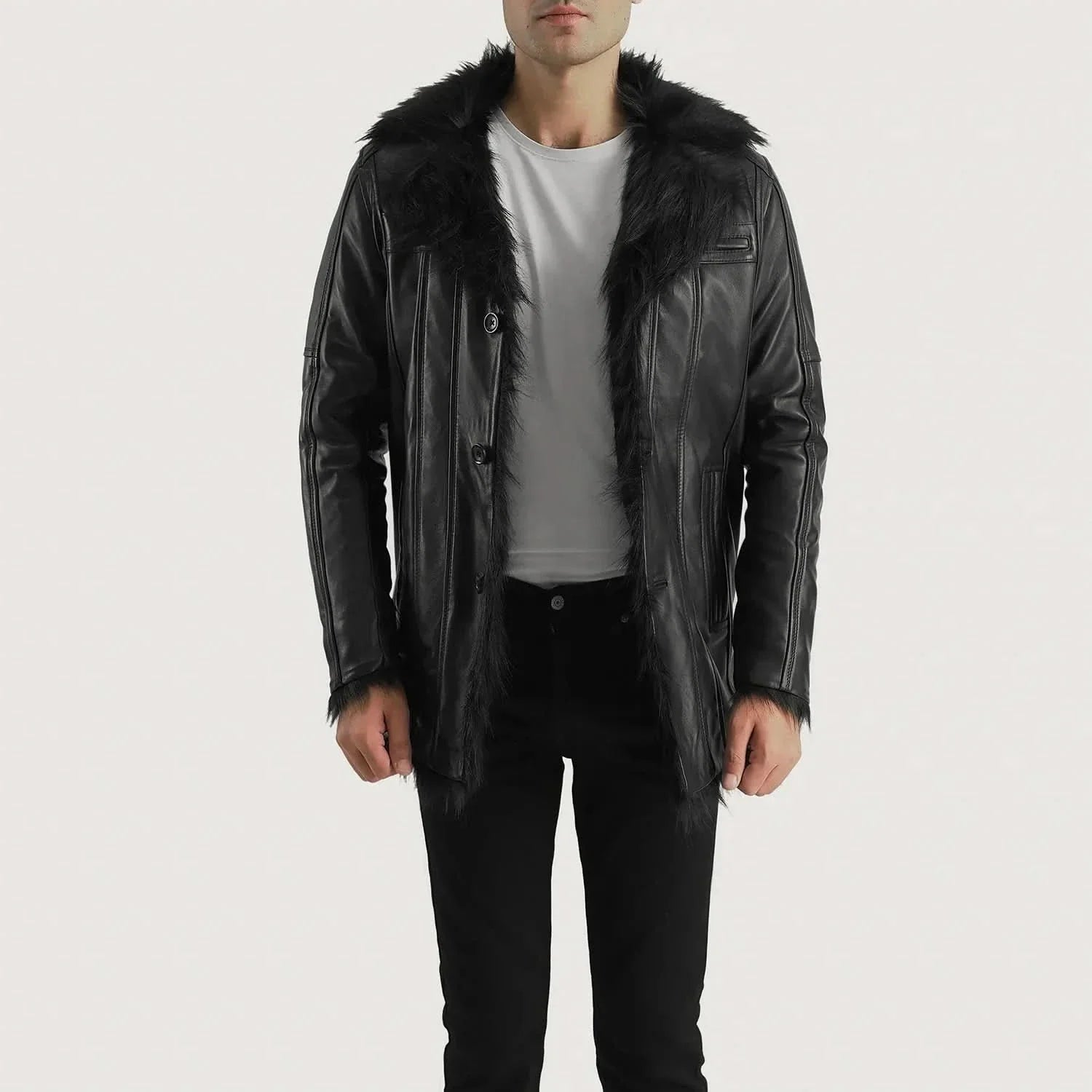 [LC] Furcliff Black Leather Coat