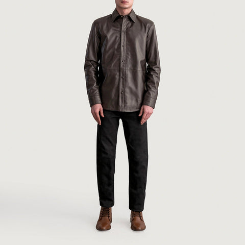 Haven Brown Suede Leather Shirt