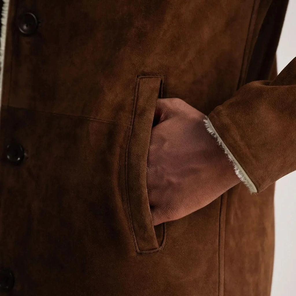 Kolby Brown Suede Shearling Coat