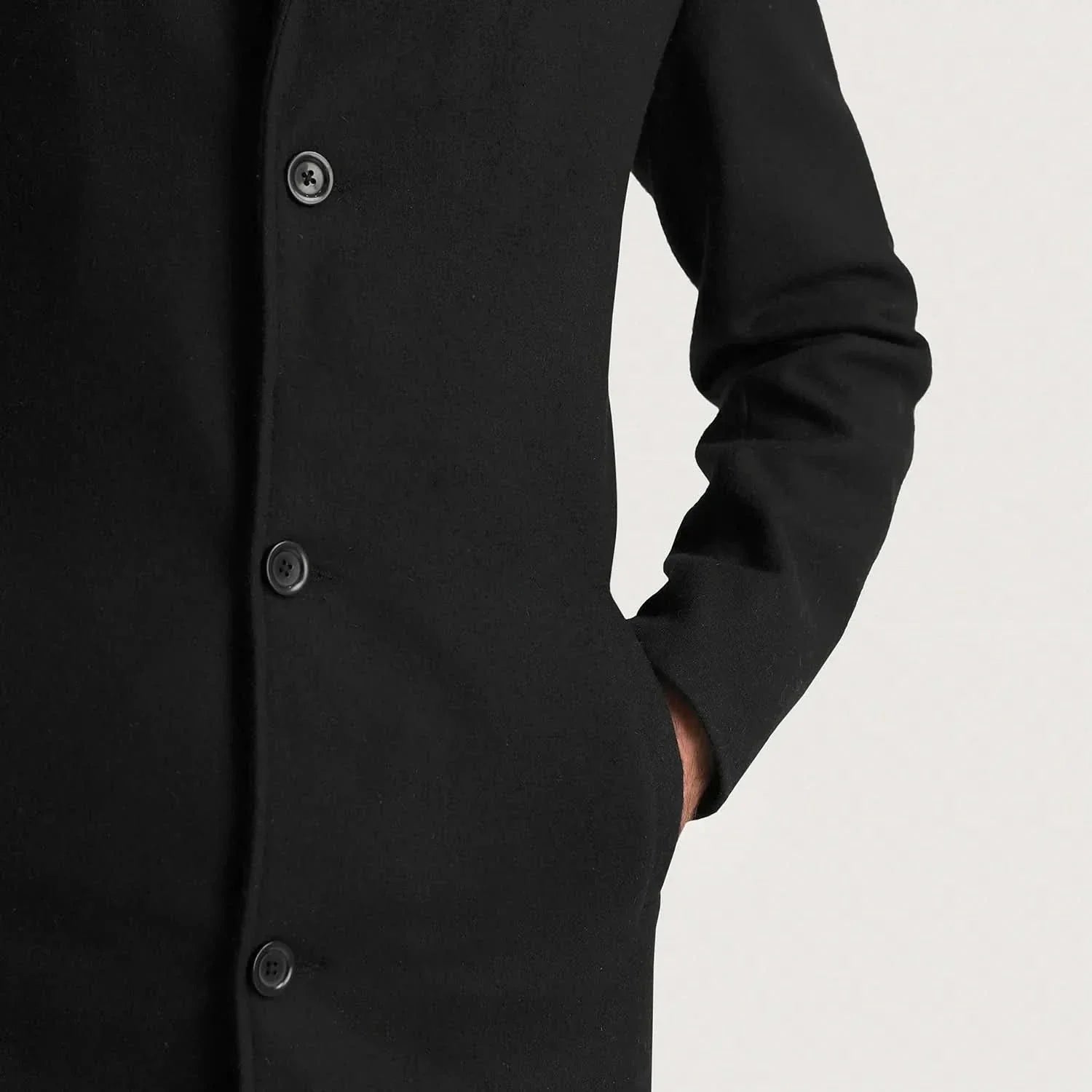 Petrillo Black Wool Single Breasted Coat