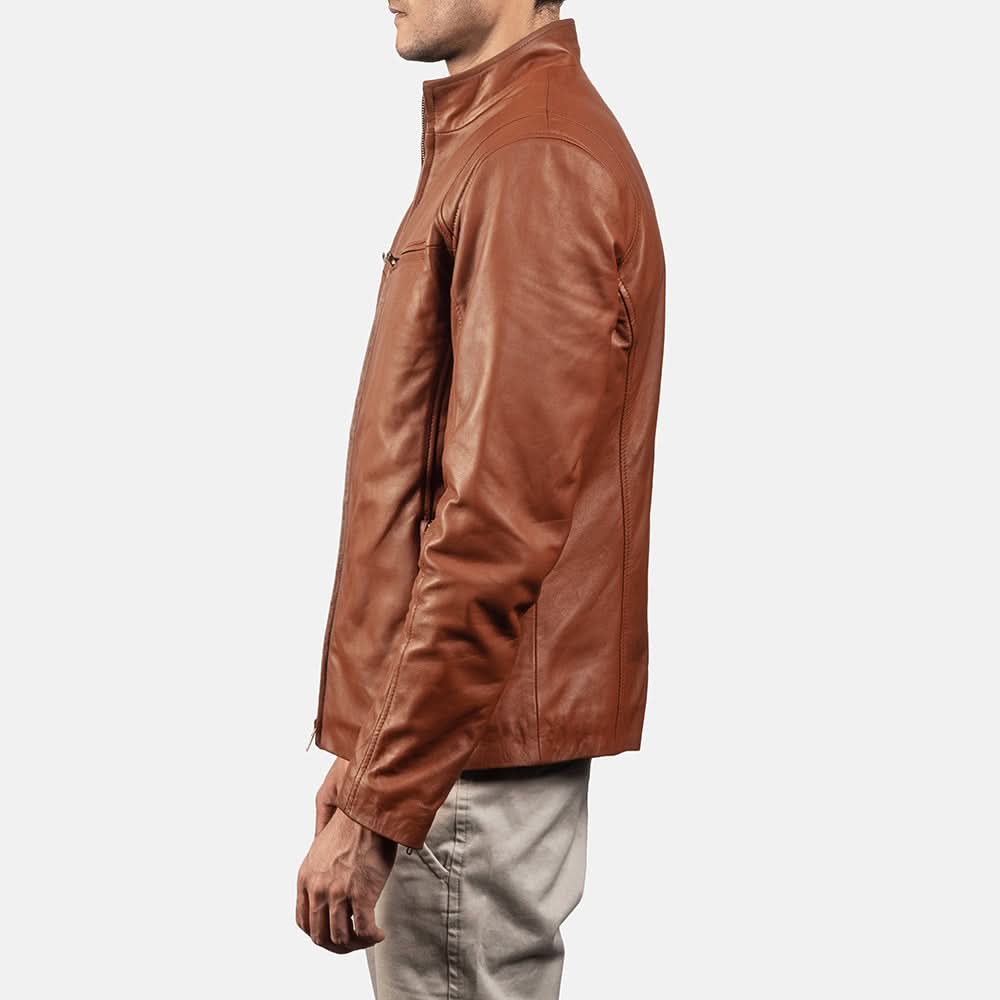 [LC] Ionic Brown Leather Biker Jacket