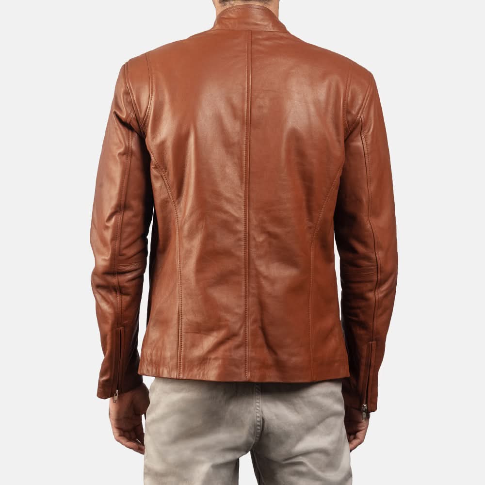 [LC] Ionic Brown Leather Biker Jacket