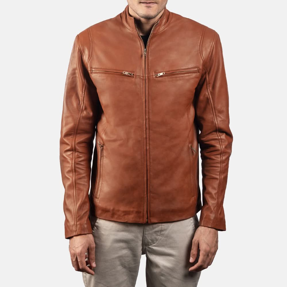 [LC] Ionic Brown Leather Biker Jacket