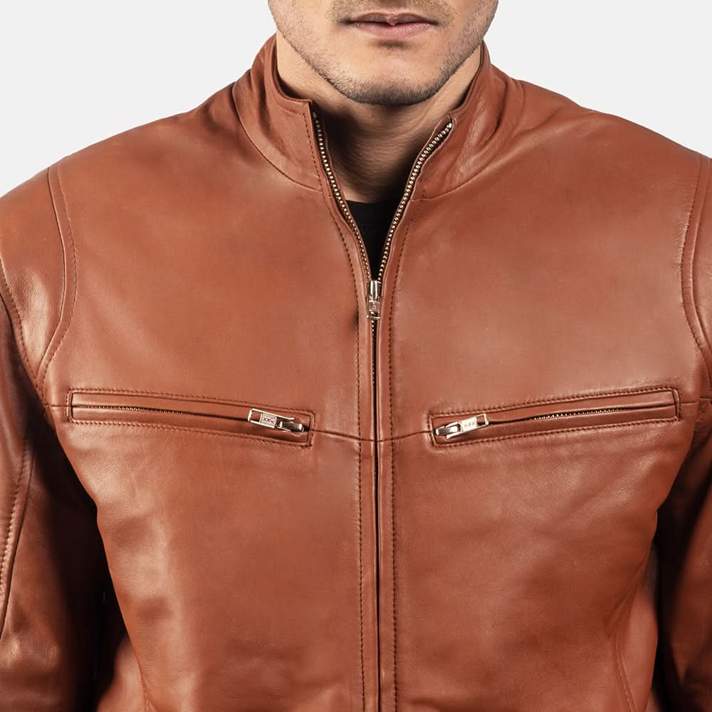 [LC] Ionic Brown Leather Biker Jacket