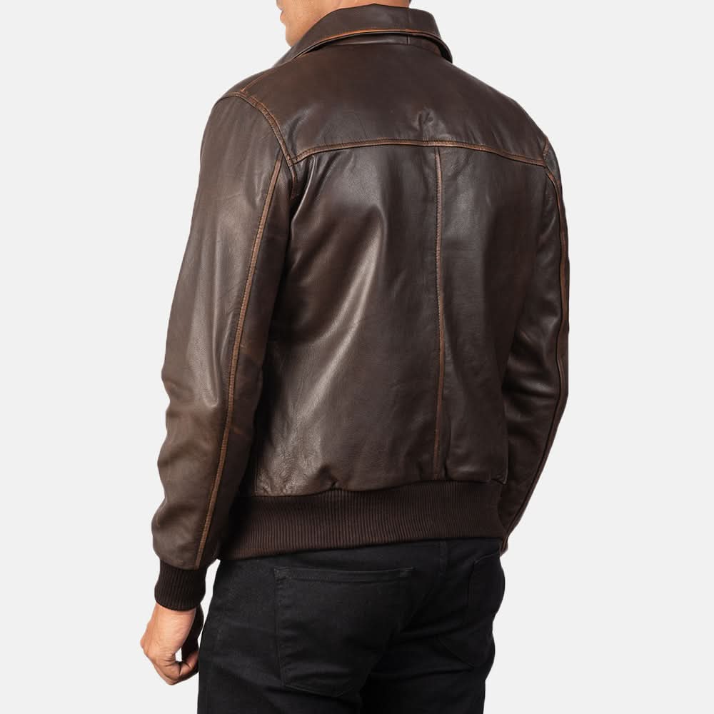 [LC] Aaron Brown Leather Bomber Jacket