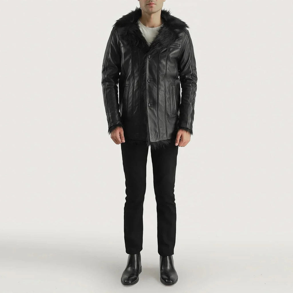 [LC] Furcliff Black Leather Coat