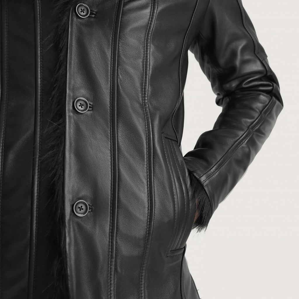 [LC] Furcliff Black Leather Coat