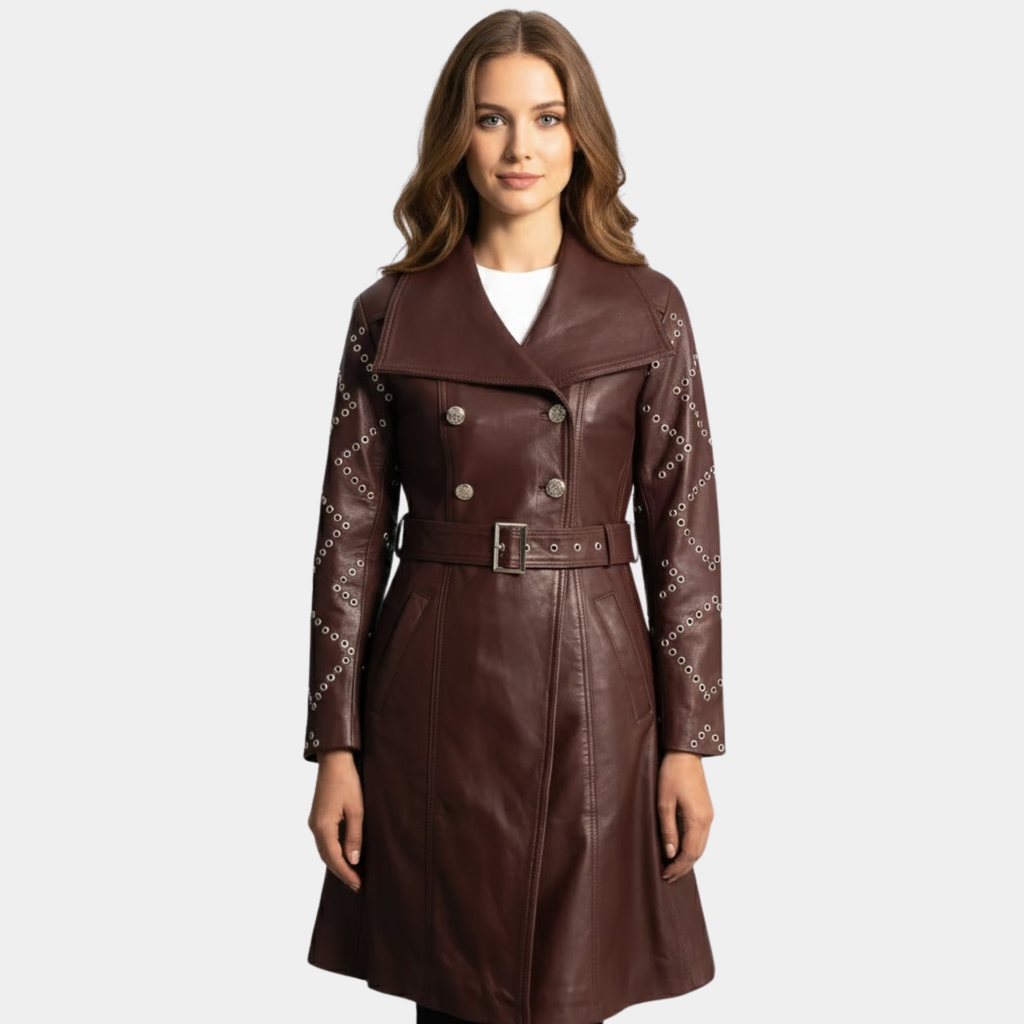 Missoni Maroon Leather Trench Coat