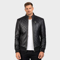Moda Black Leather Bomber Jacket