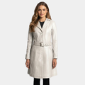 Moonlight Silver Leather Trench Coat