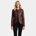 Nexi Quilted Maroon Leather Jacket