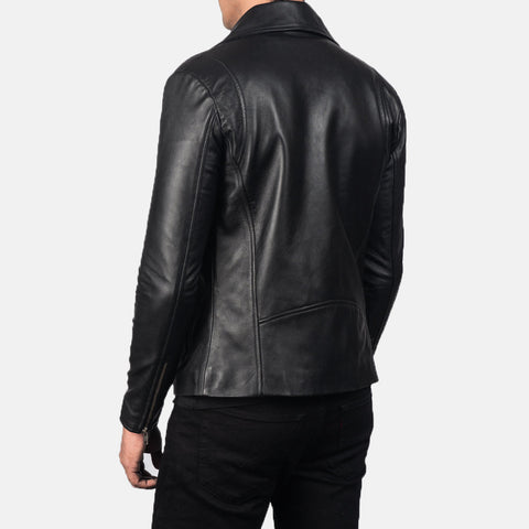 Nintenzo Black Hooded Leather Bomber Jacket