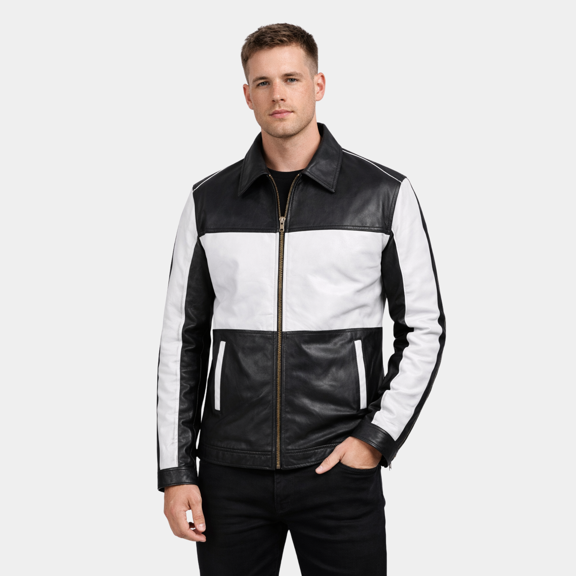 Nova Revâit Vintage Black-white Leather Jacket