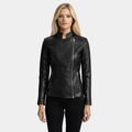 Orient Grain Quilted Black Leather Biker Jacket