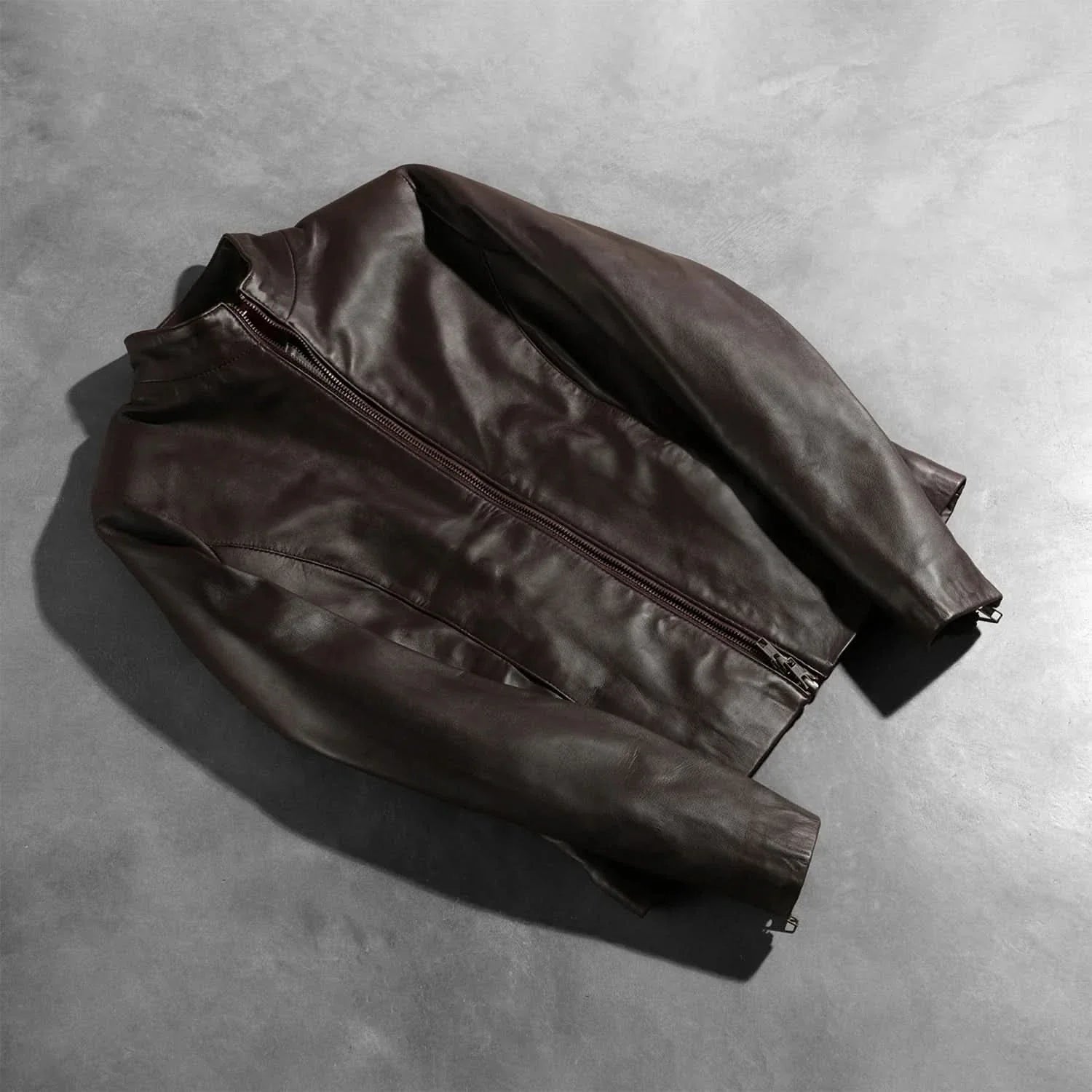 Rumella Maroon Leather Biker Jacket