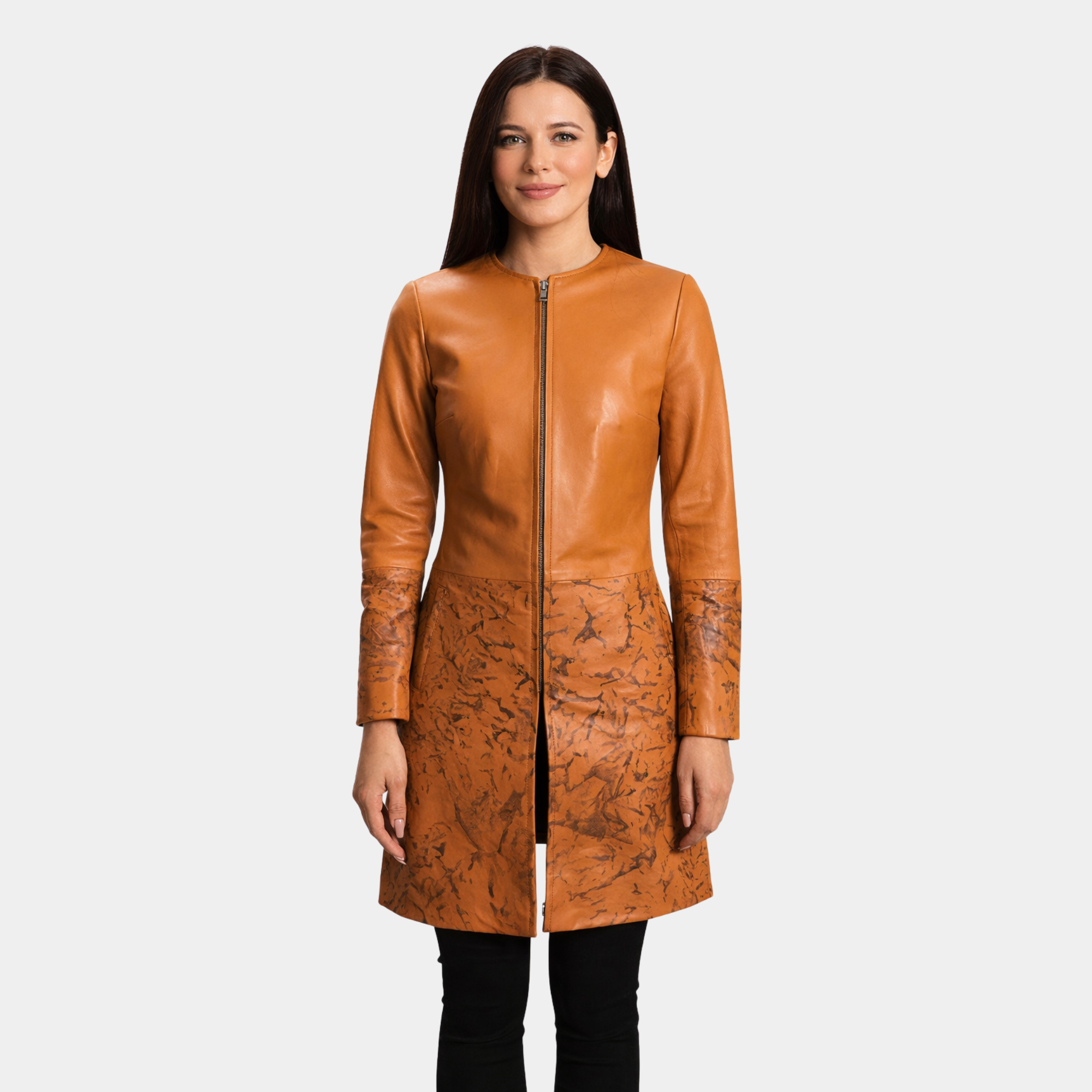 Sandy Tan Dye Leather Coat