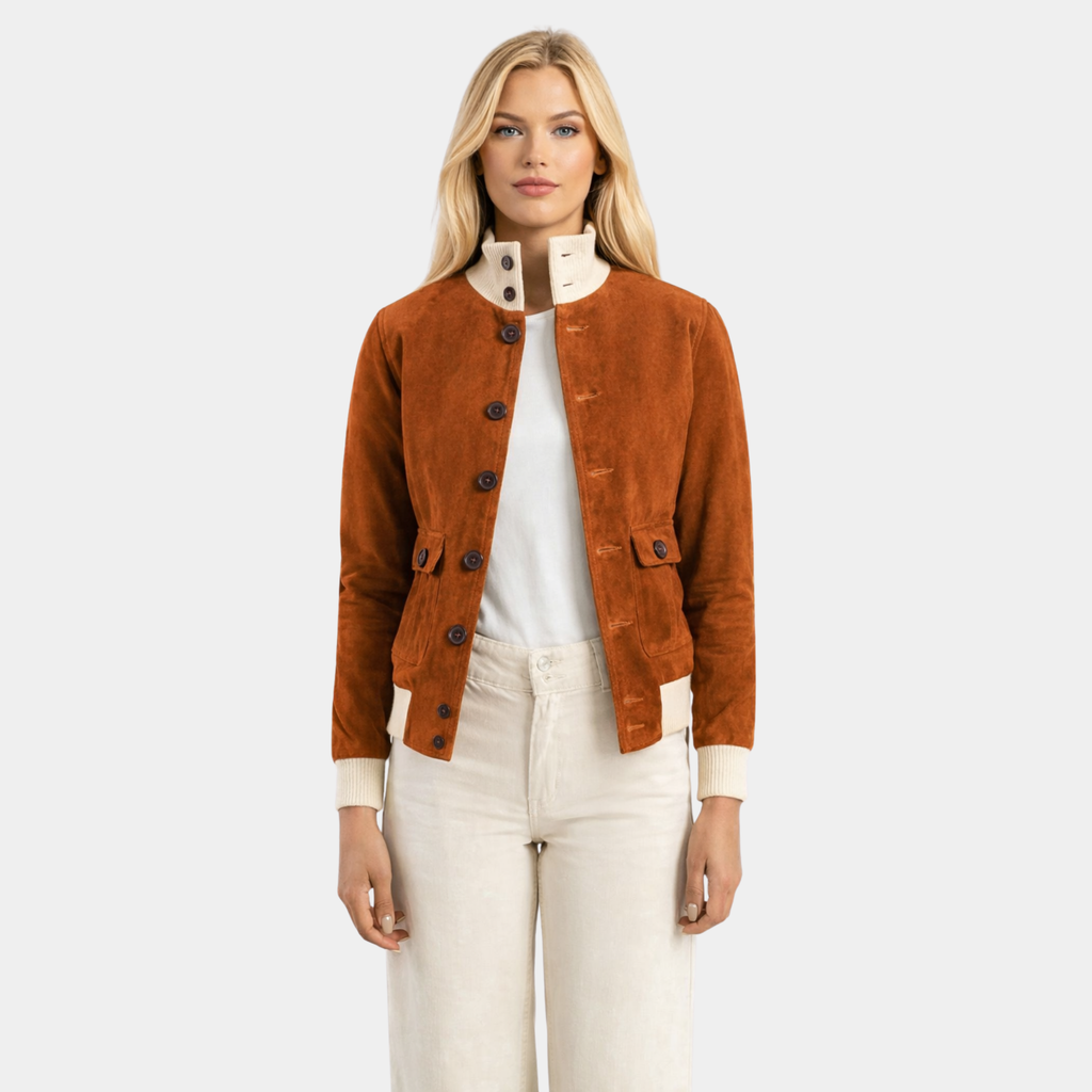 Sasha A1 Brown Suede Bomber Jacket