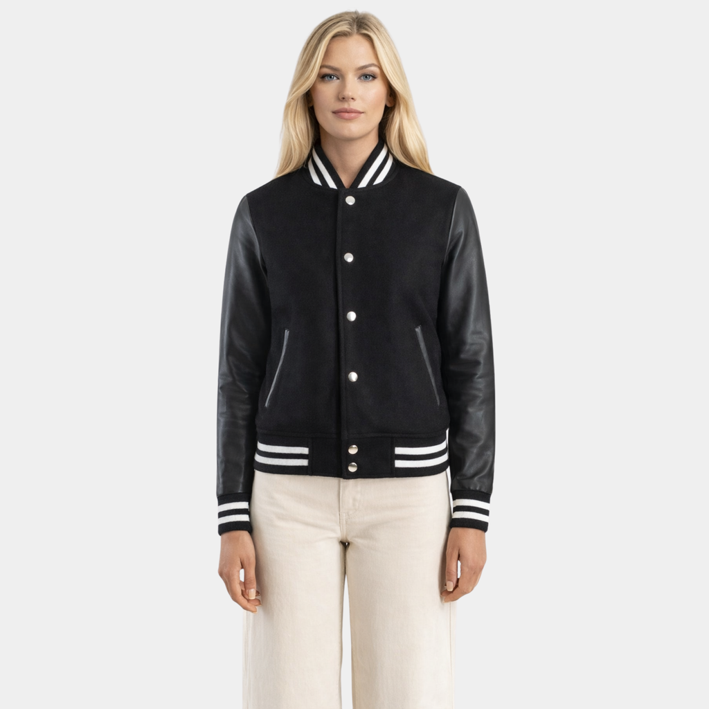 Savant Black Hybrid Varsity Jacket