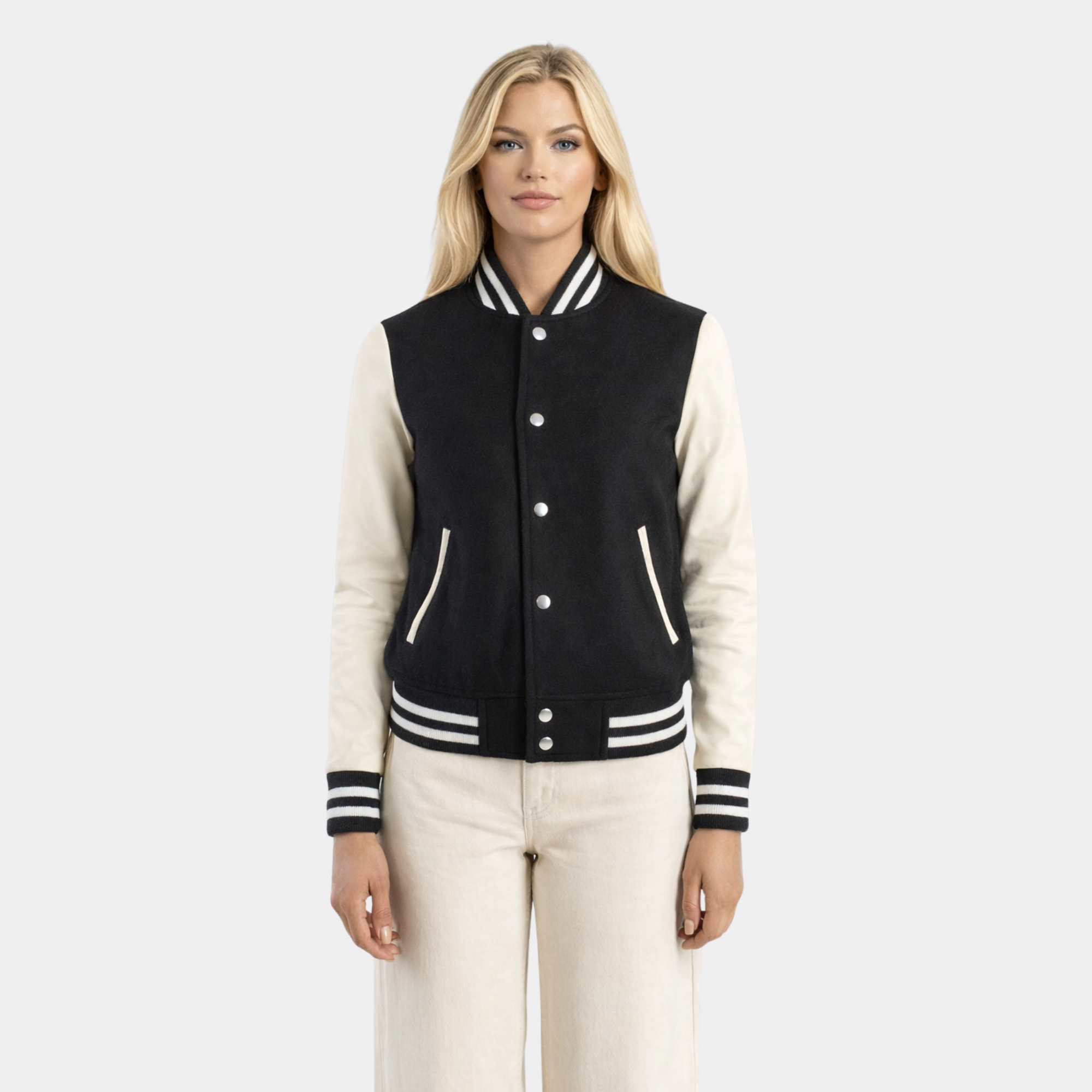 Savant Black & White Hybrid Varsity Jacket
