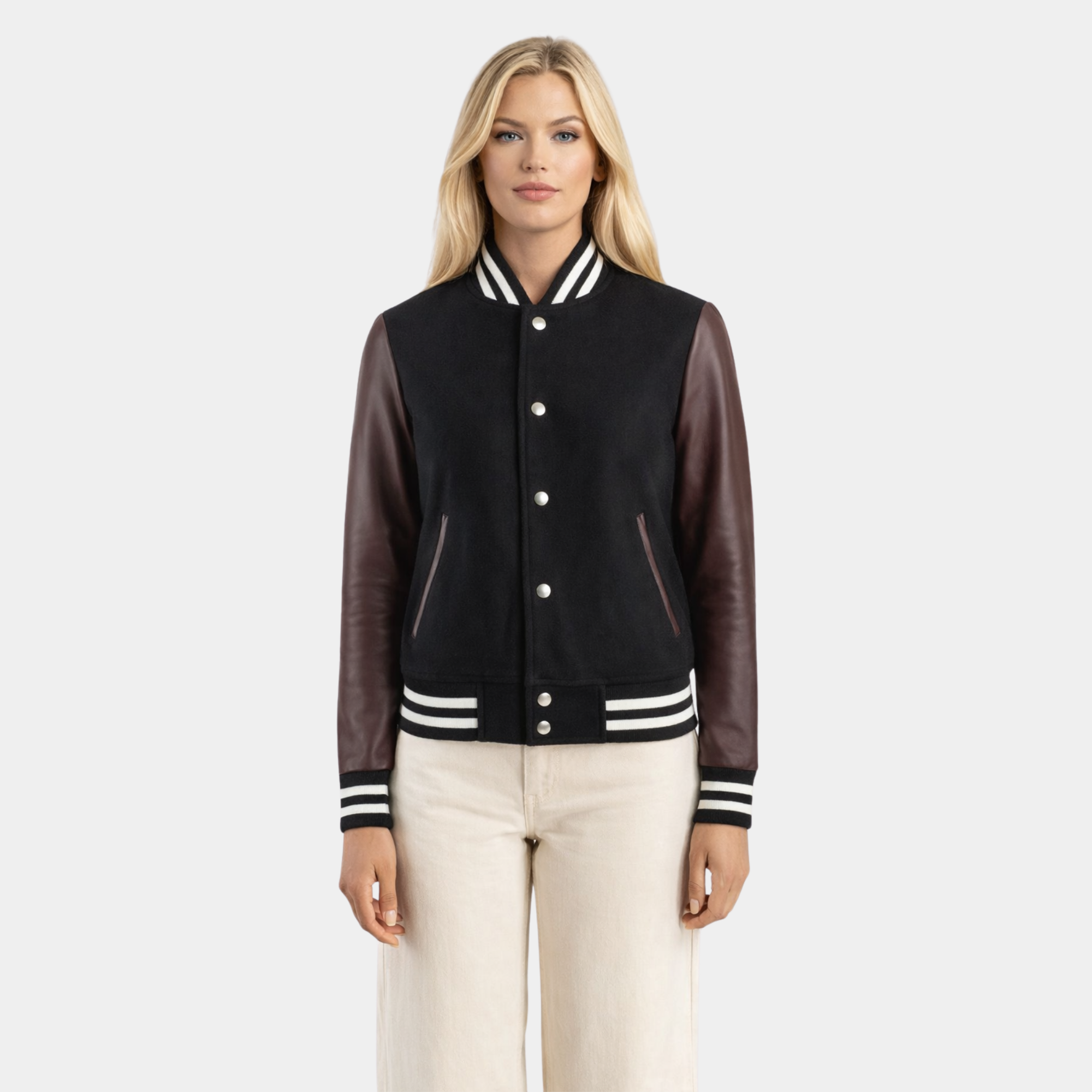 Savant Maroon & Black Hybrid Varsity Jacket