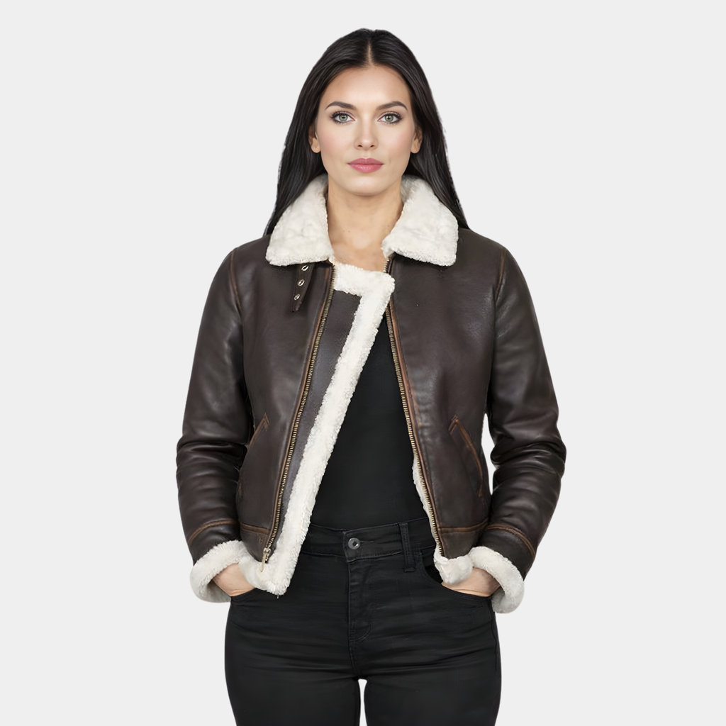 Sherilyn B-3 Brown Leather Bomber Jacket