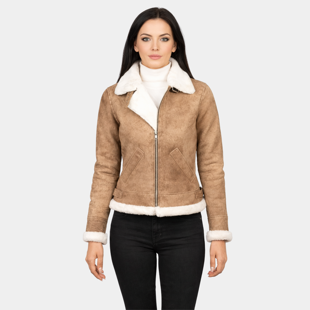 Sherilyn B-3 Distressed Brown Leather Bomber Jacket