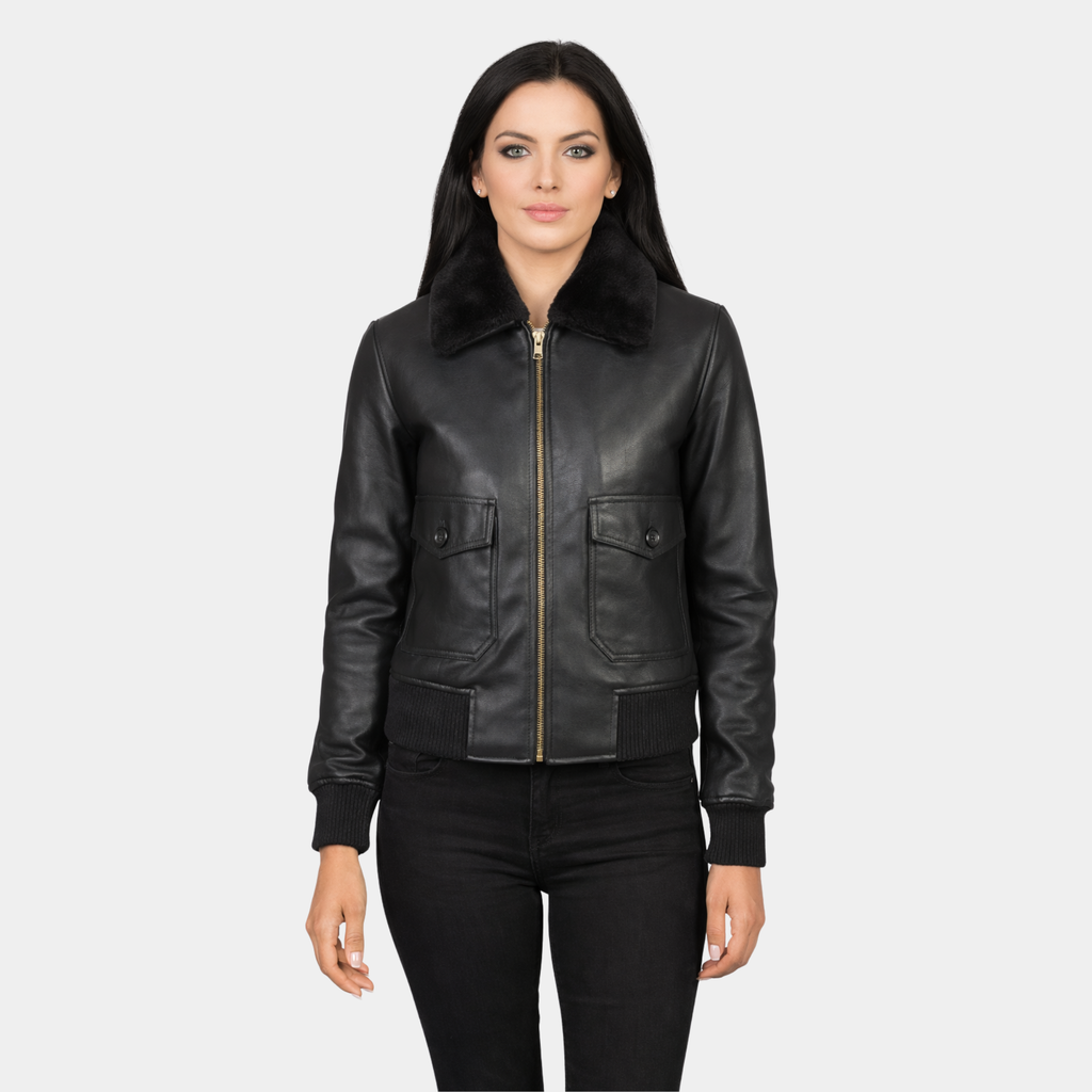 Stella G-1 Black Leather Bomber Jacket