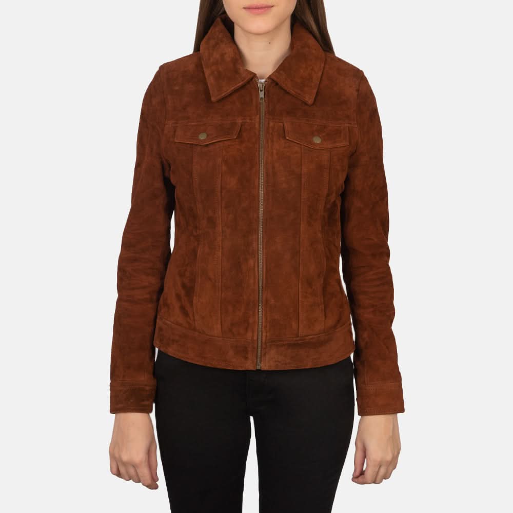 Suzy Brown Suede Trucker Jacket