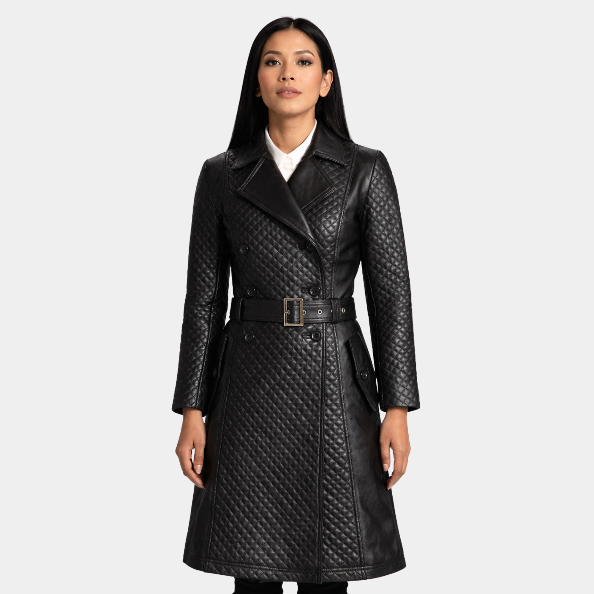 Sweet Susan Black Leather Trench Coat