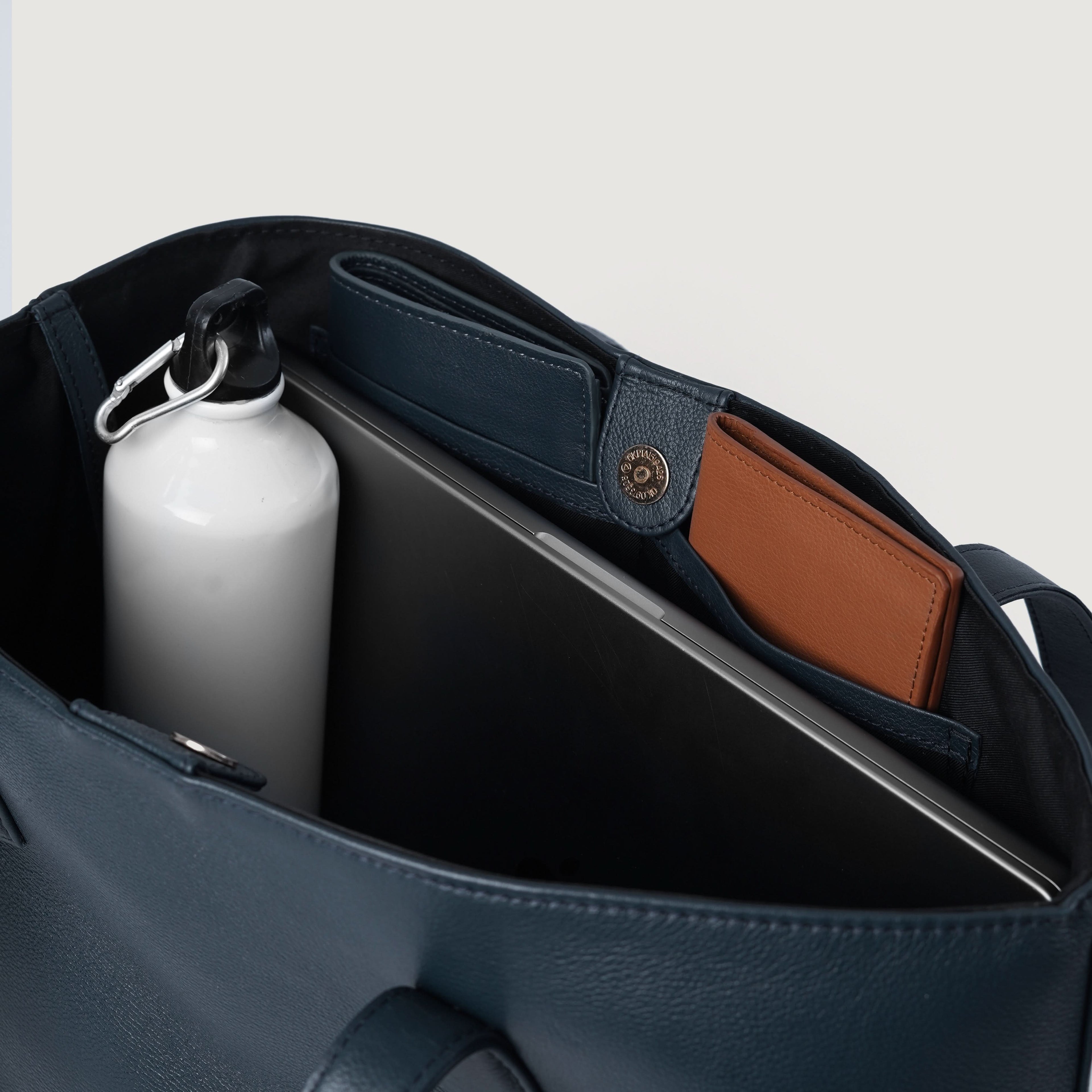 The Bianca Blue Leather Tote Bag