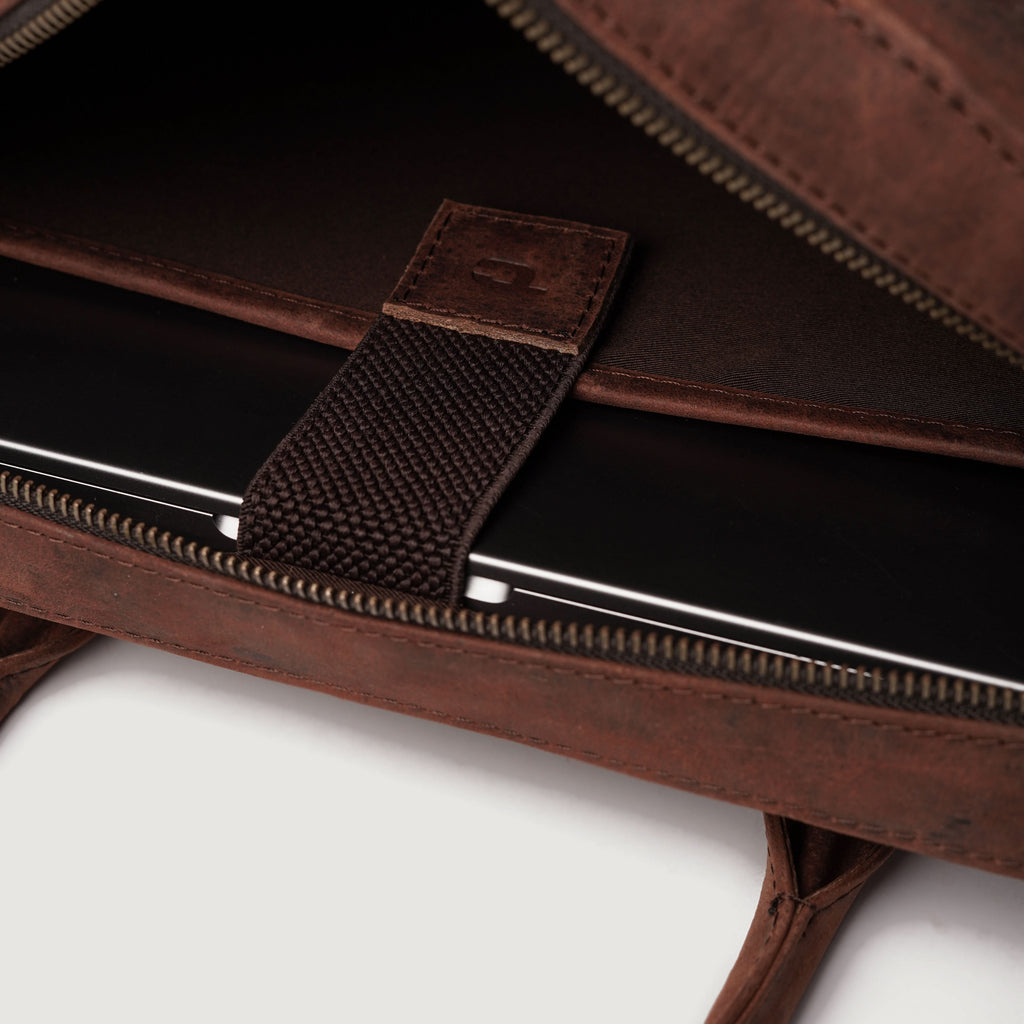 The Captain Vintage Distressed Brown Leather Briefcase