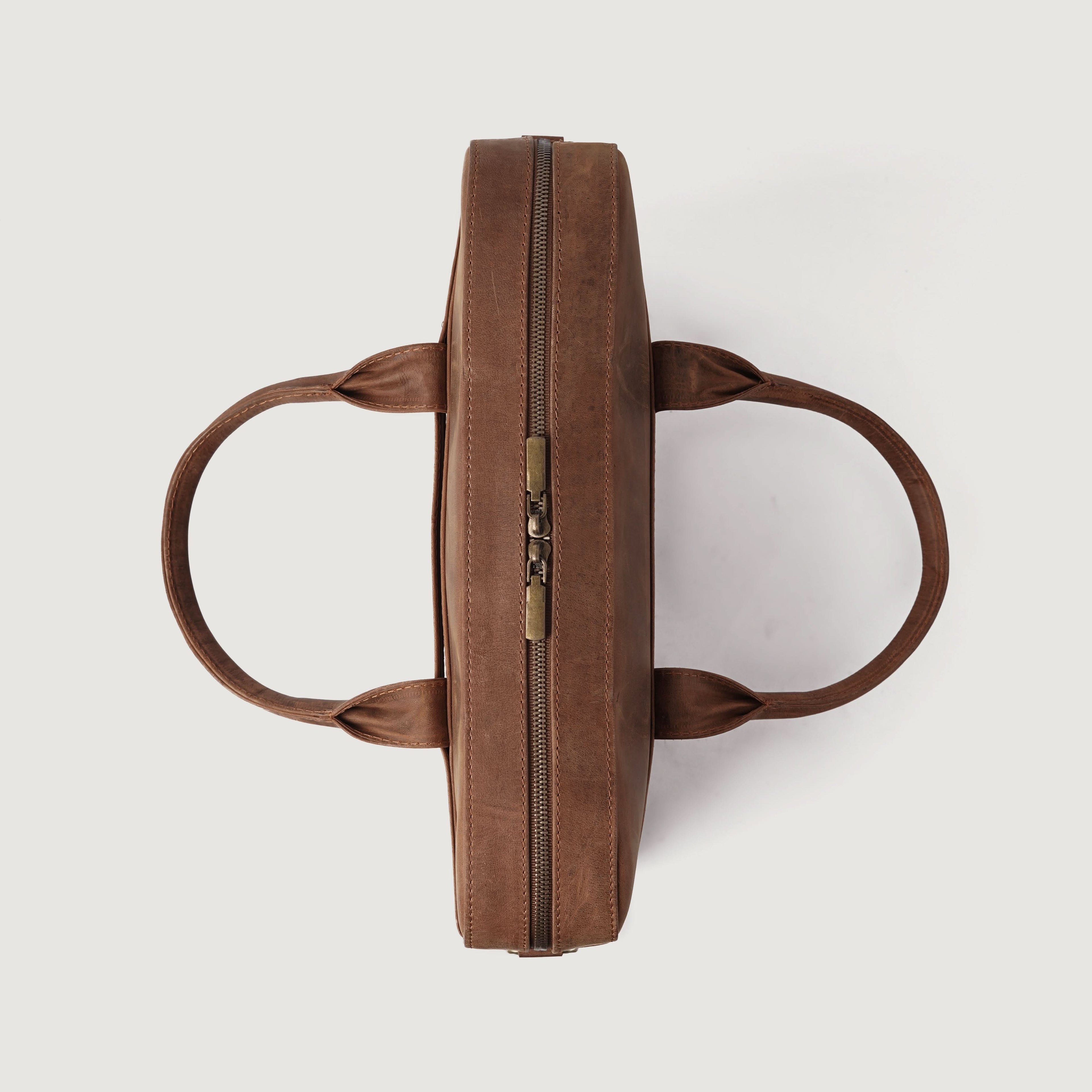 The Captain Vintage Tan Brown Leather Briefcase