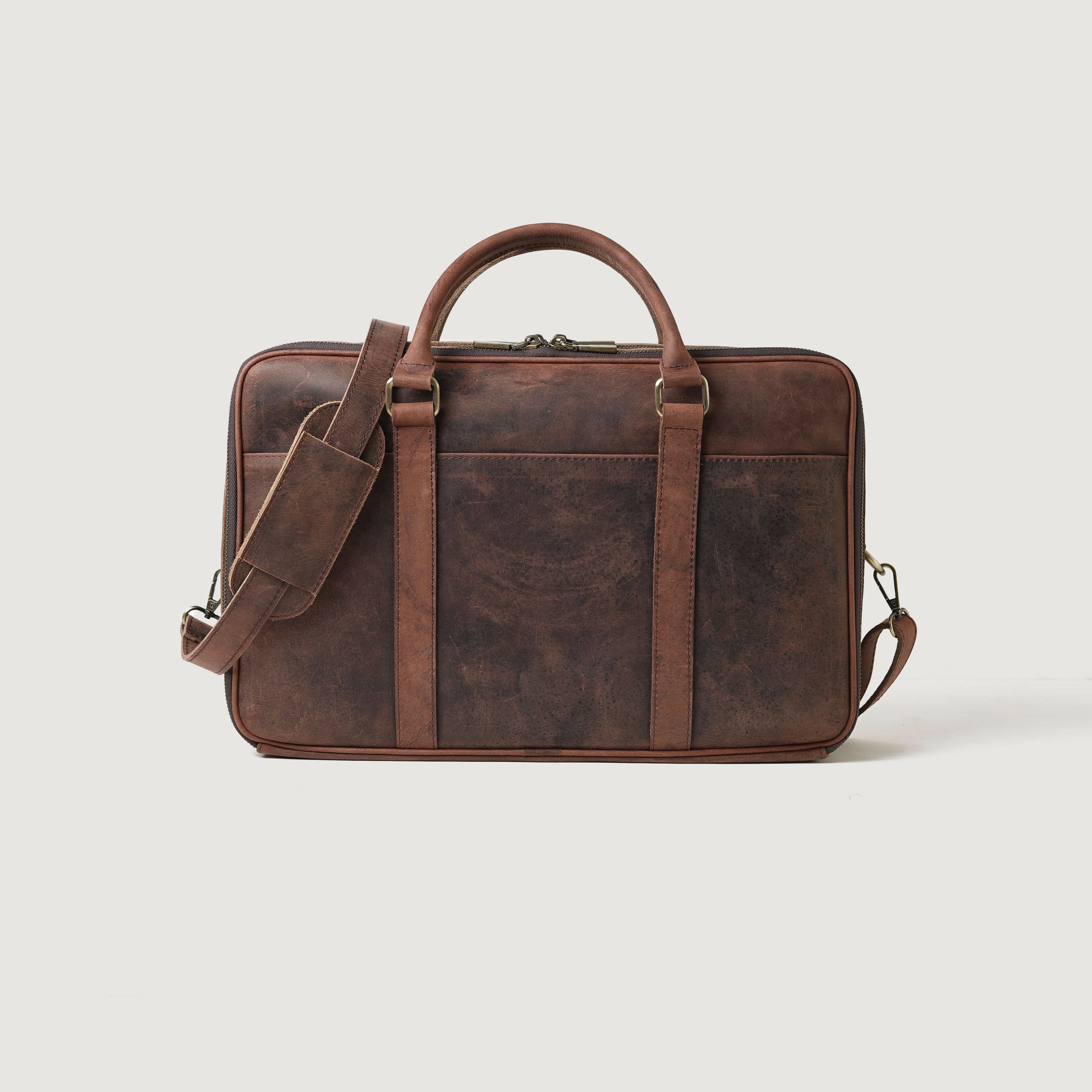 The Preston Vintage Distressed Brown Leather Briefcase