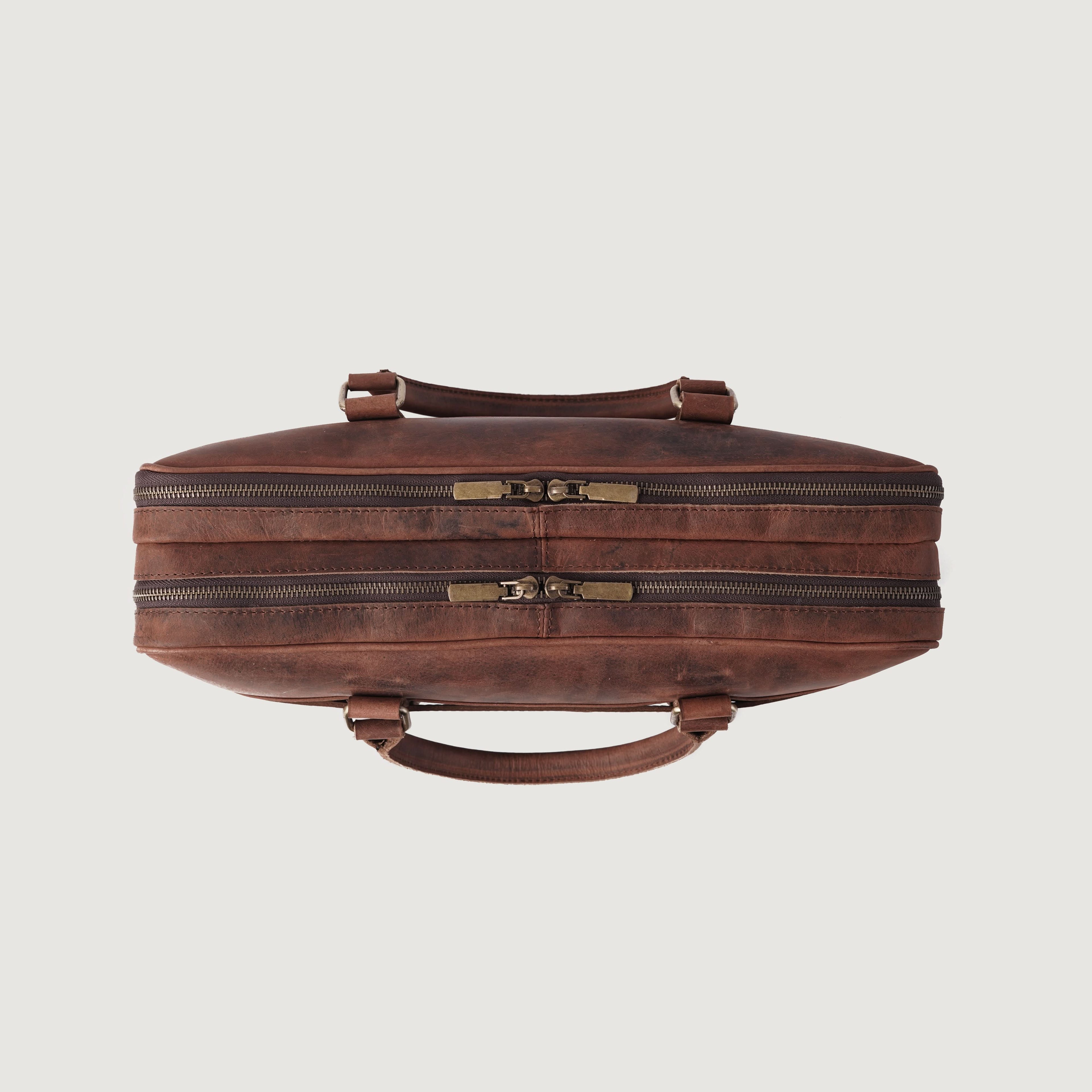 The Preston Vintage Distressed Brown Leather Briefcase