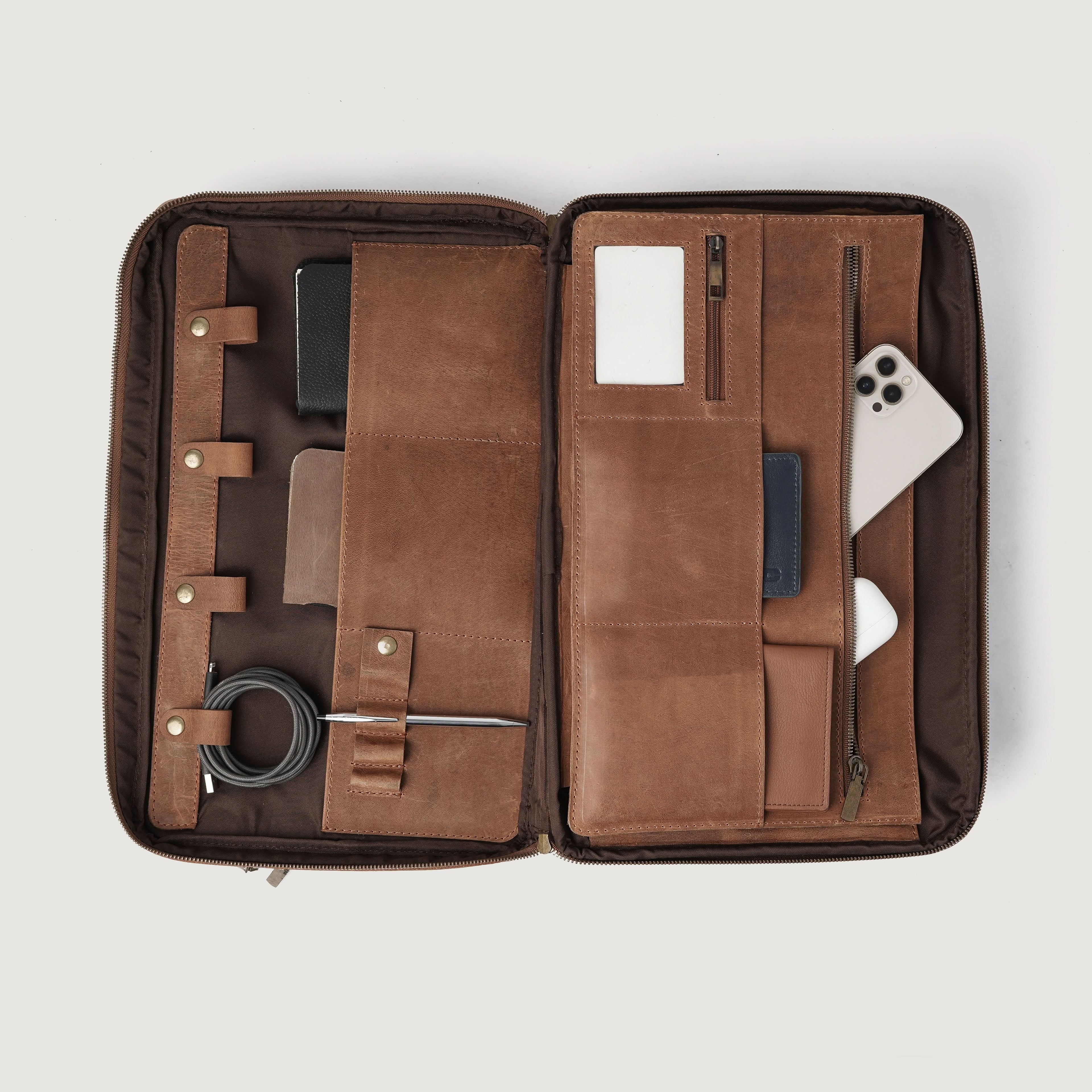 The Preston Vintage Tan Leather Briefcase