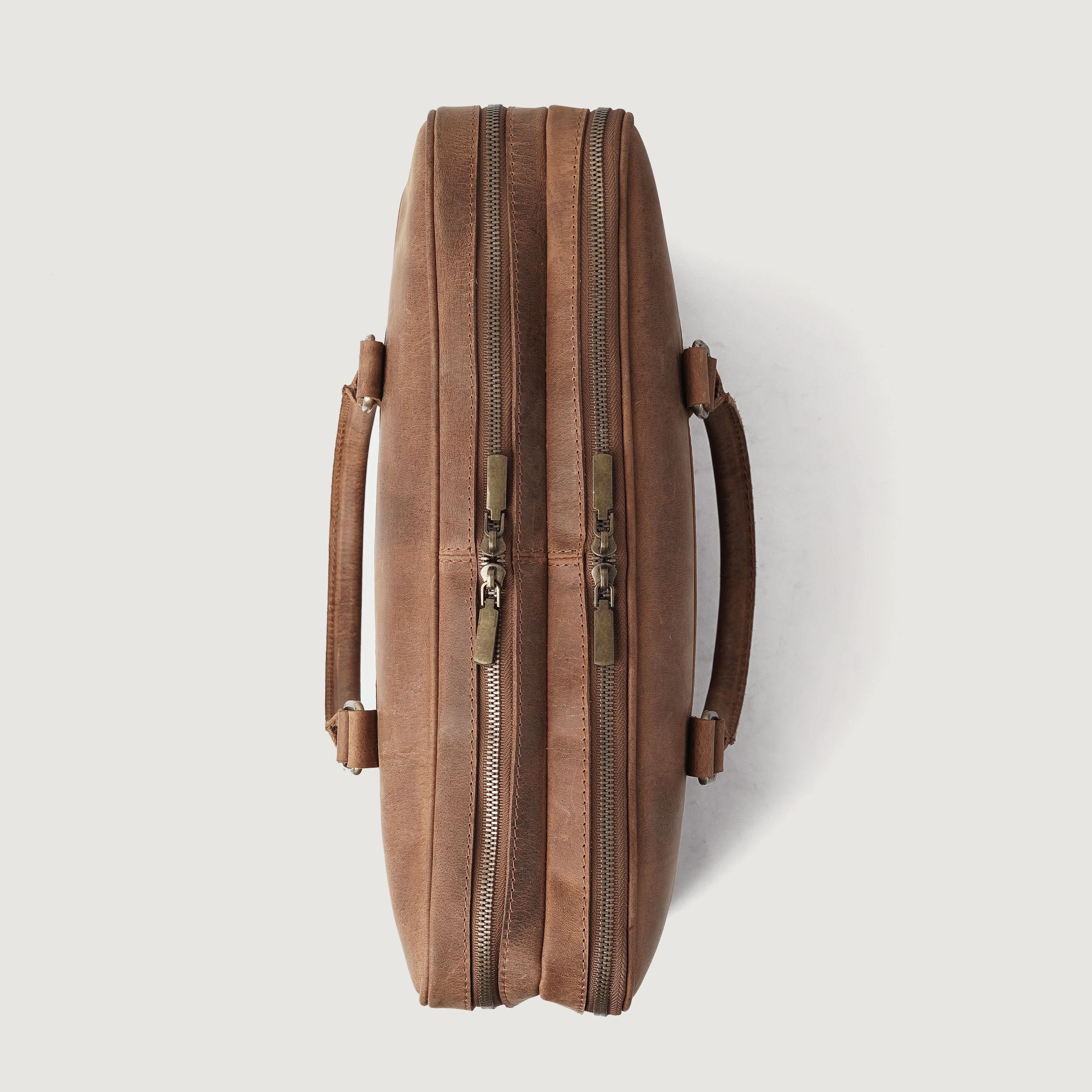 The Preston Vintage Tan Leather Briefcase