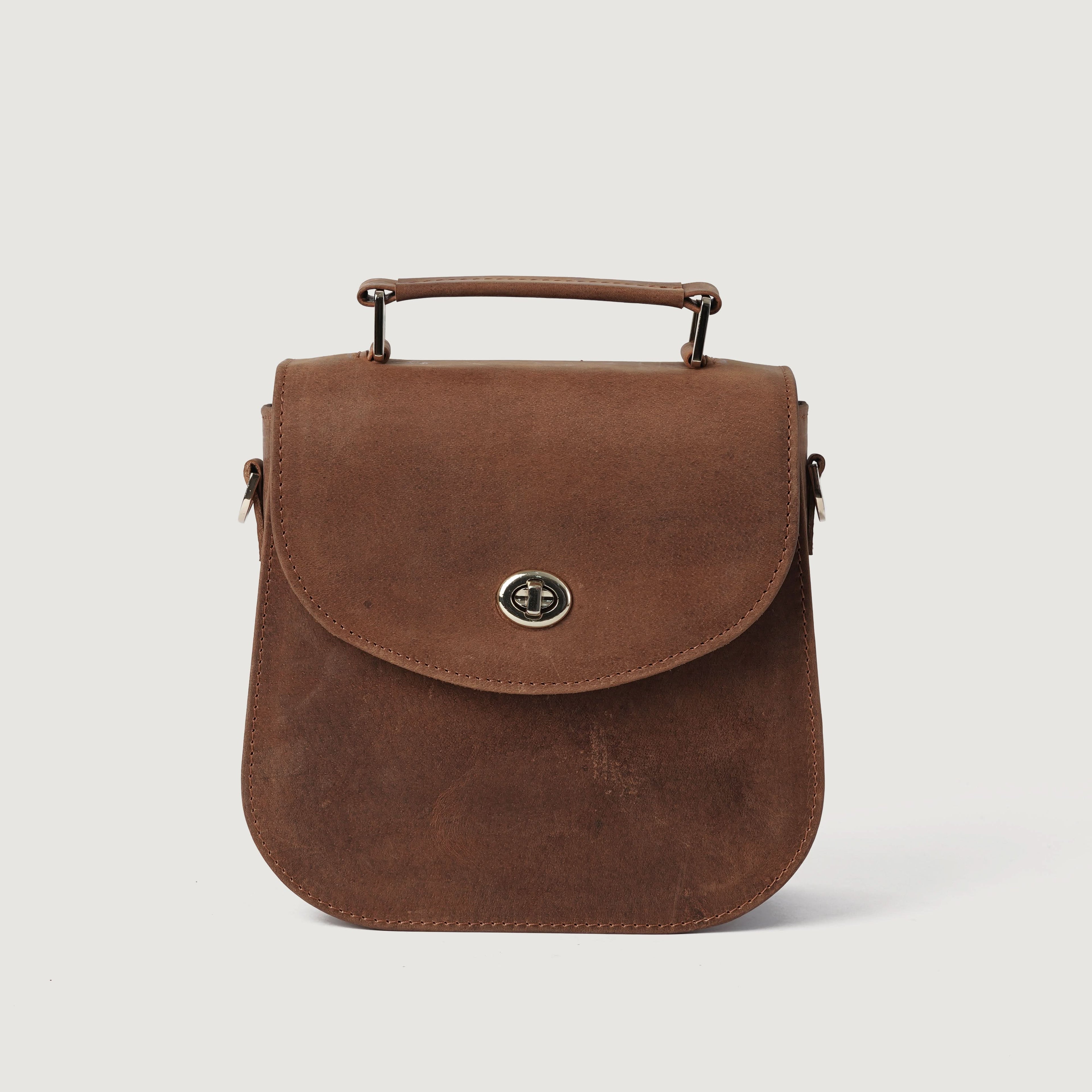 The Sandra Vintage Tan Leather Saddle Bag