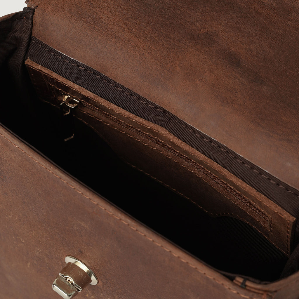 The Sandra Vintage Tan Leather Saddle Bag