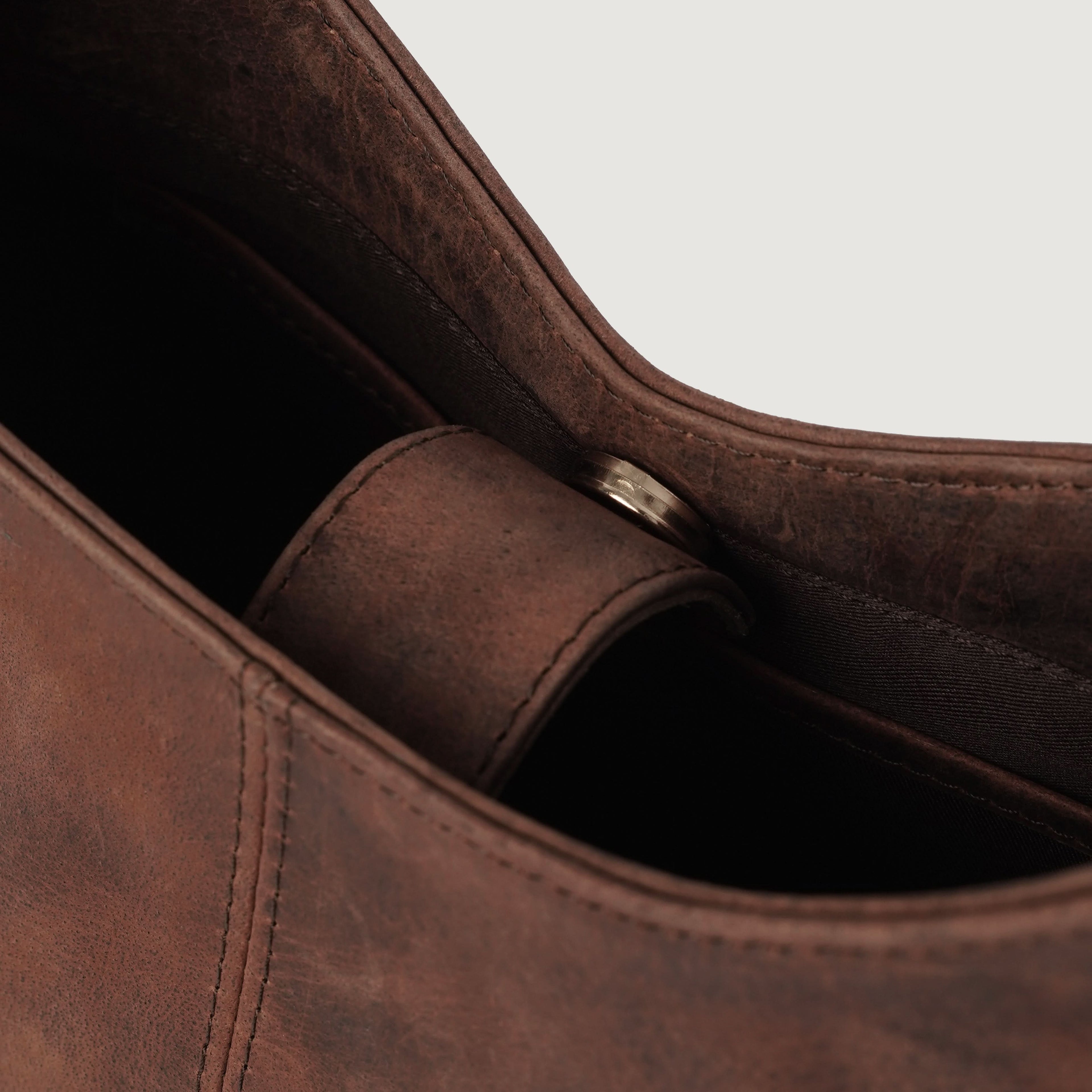 The Stefani Vintage Distressed Brown Leather Hobo Bag