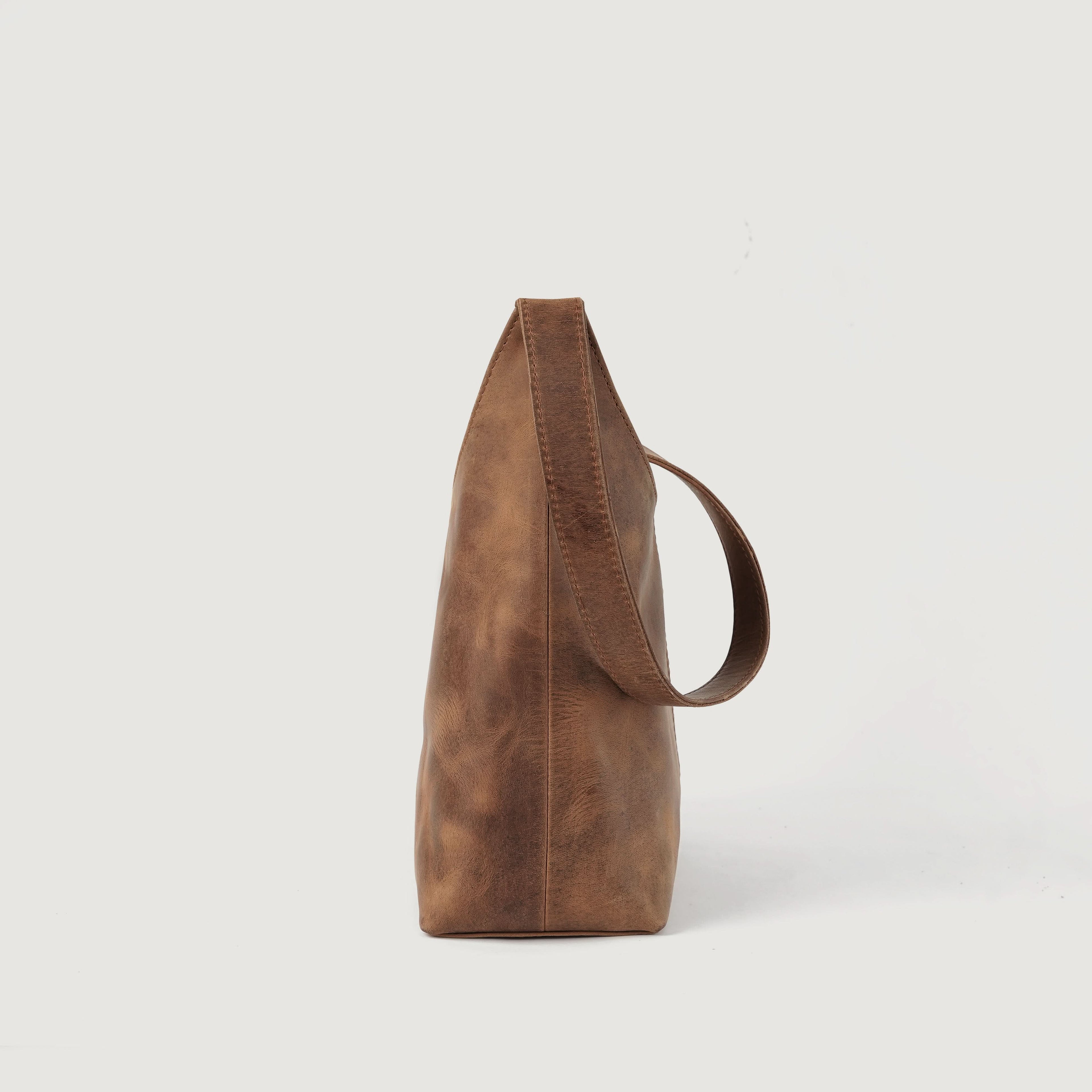 The Stefani Vintage Tan Brown Leather Hobo Bag