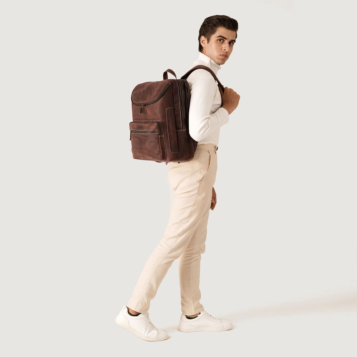 The Bedford Vintage Distressed Brown Leather Backpack