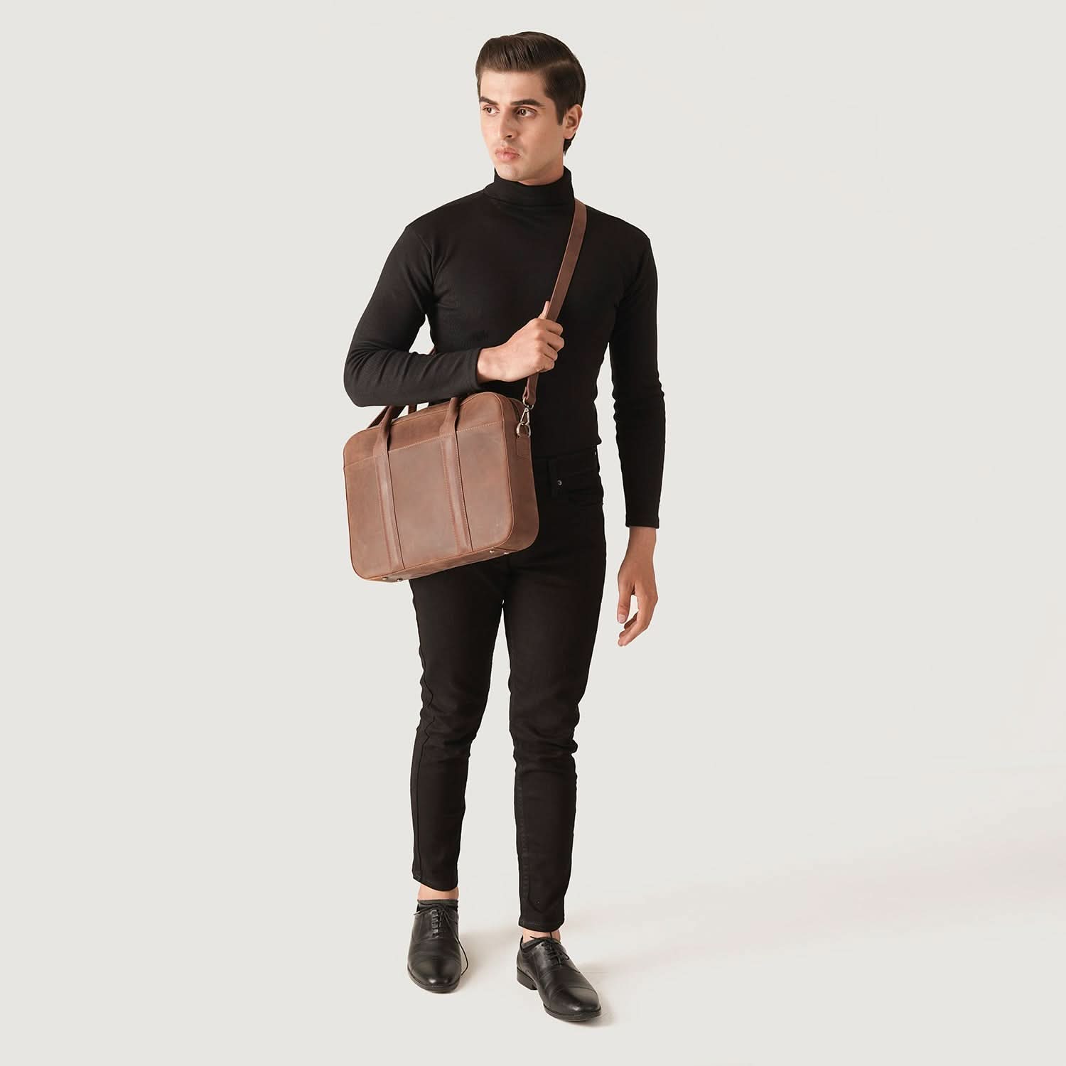 The Captain Vintage Tan Brown Leather Briefcase