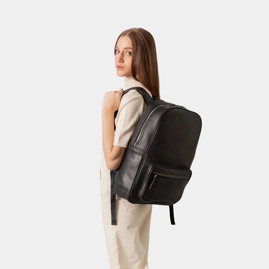 The Philos Black Leather Backpack